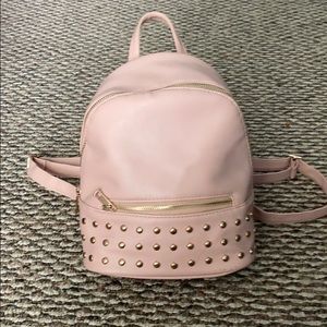 Pink Leather Mini BackPack with Gold Accents